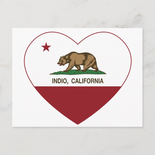 california flagga indio hjärta vykort (Framsida)