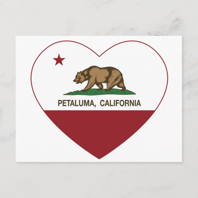 california flagga- petaluminium- hjärta vykort (Framsida)