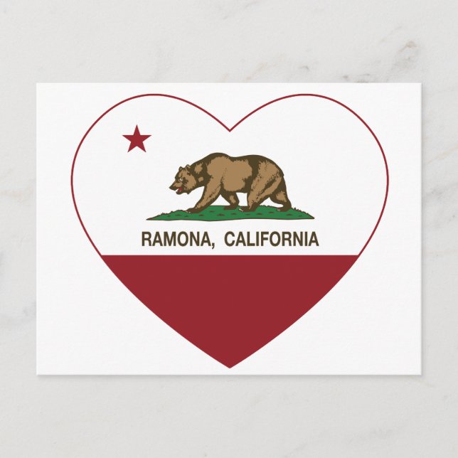 california flagga ramona hjärta vykort (Framsida)