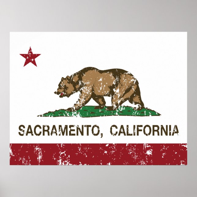 california flagga sacramento disted poster (Framsidan)