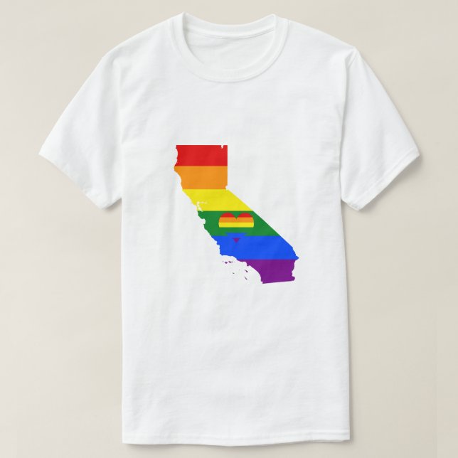 California Gay pride Rainbow Flagga Heart GLBTQ T Shirt (Design framsida)