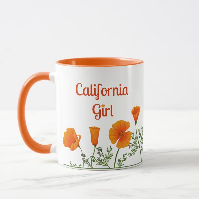 California Girl Orange Poppy Native State Flower Mugg (Vänster)
