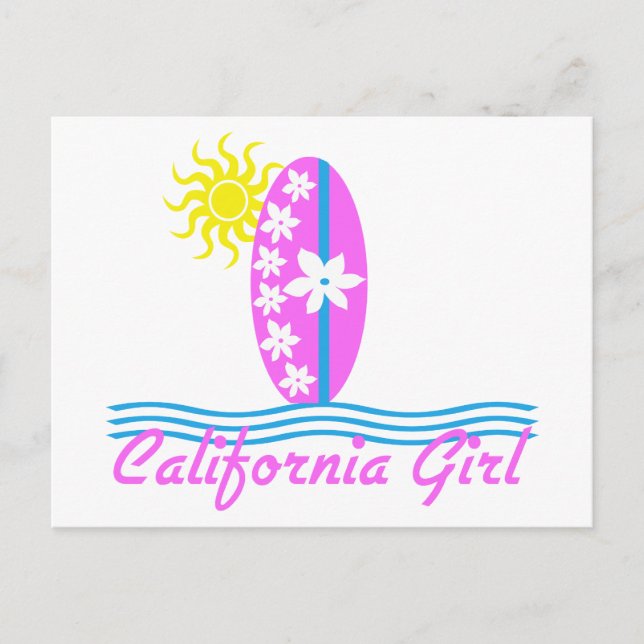 California Girl Surfboard W/Sol Rosa Vykort (Framsida)