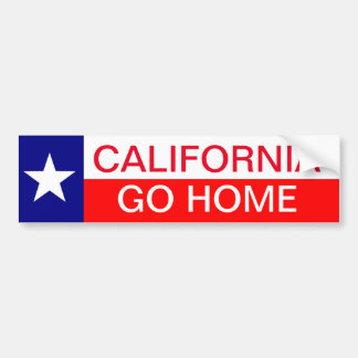 California GO HOME Bumper Sticker Texas Texan Bildekal