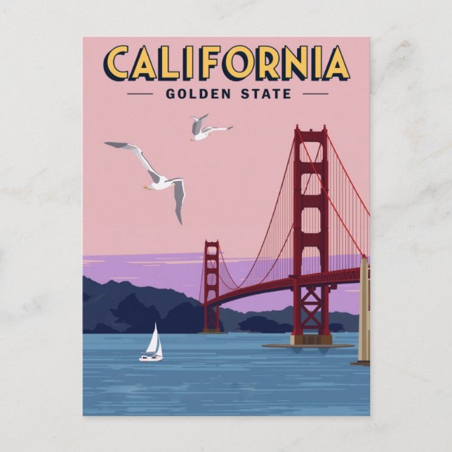 California Golden Gate Bridge Sunset Vykort (Framsida)