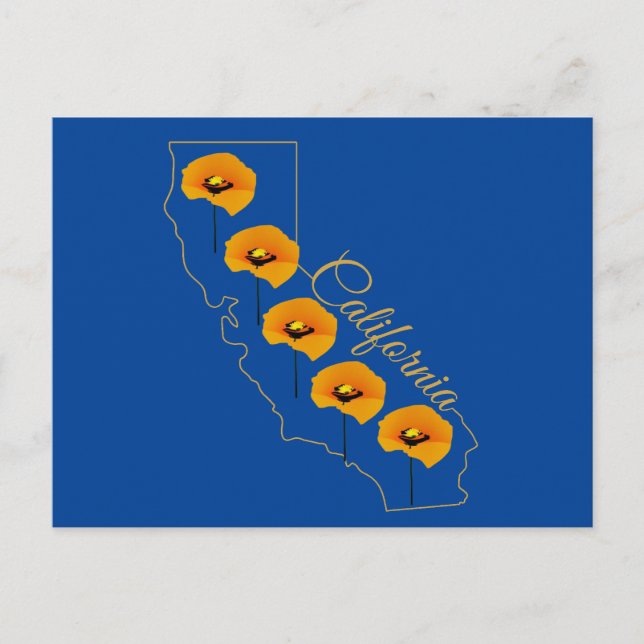 California Golden State Poppy Blommigt Postcard Vykort (Framsida)