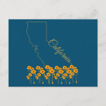 California Golden State Poppy Blommigt Postcard