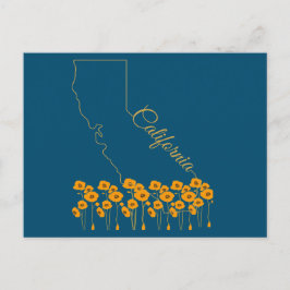 California Golden State Poppy Blommigt Postcard Vykort