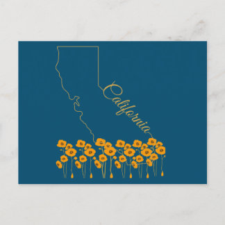California Golden State Poppy Blommigt Postcard Vykort