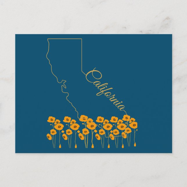California Golden State Poppy Blommigt Postcard Vykort (Framsida)