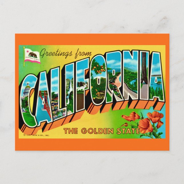 California Golden State Postcard Vykort (Framsida)