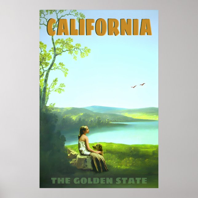 California Golden State Retro Resemålning Affisch  (Framsidan)