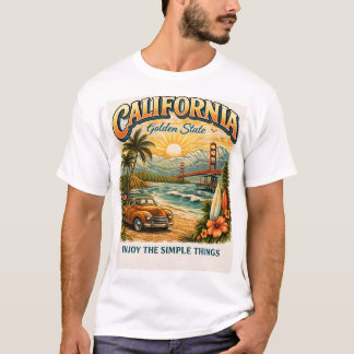 California Golden State Vintage Sunset Beach T-Shi T Shirt