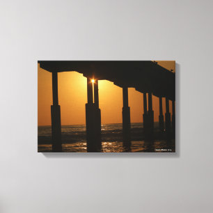 California Golden Sunset Ocean Beach Pier Canvastryck