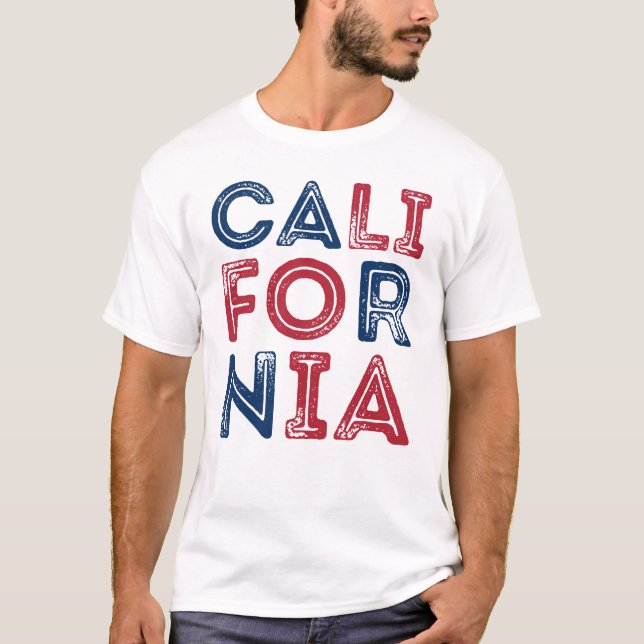 California Grunge Style Bokstäver Herr T-Shirt (Framsida)