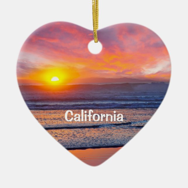 California Helgdag Heart Julgransprydnad Keramik (Framsidan)