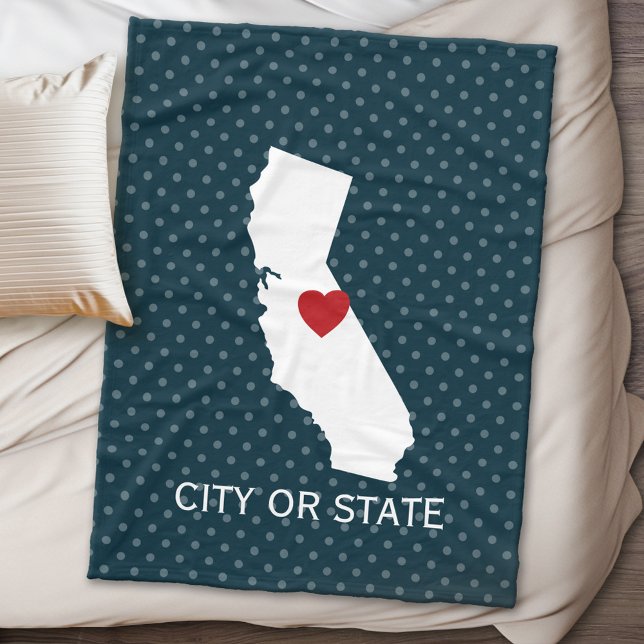California Home State Karta - Anpassningsbar City Fleecefilt (California Personalized Fleece Blanket)