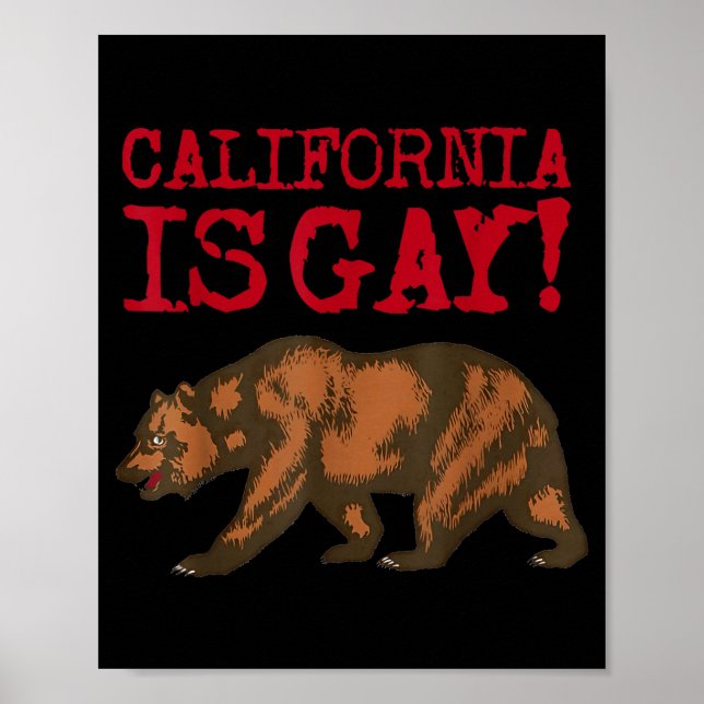 California Is Gay Funny Bear Saying Quote Lgbt Men Poster (Framsidan)