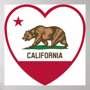 California Kärlek - California Flagga Heart Poster