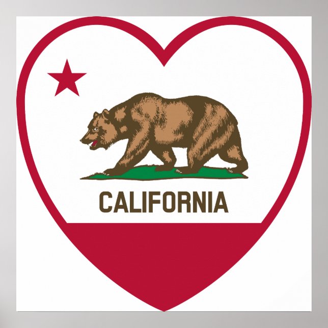California Kärlek - California Flagga Heart Poster (Framsidan)