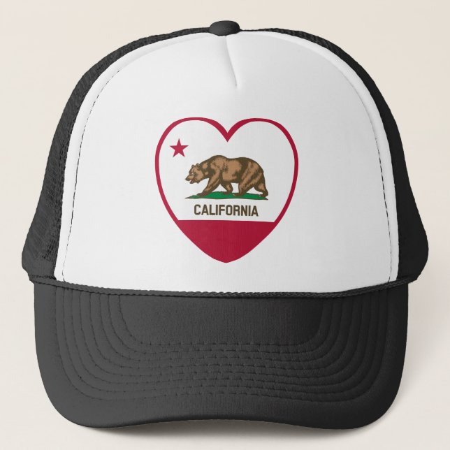California Kärlek - California Flagga Heart Truckerkeps (Framsida)