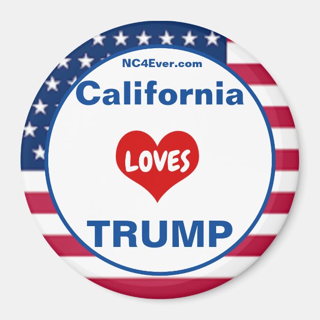 California KÄRLEK TRUMP Patriotic Fridge Magnet (Framsidan)