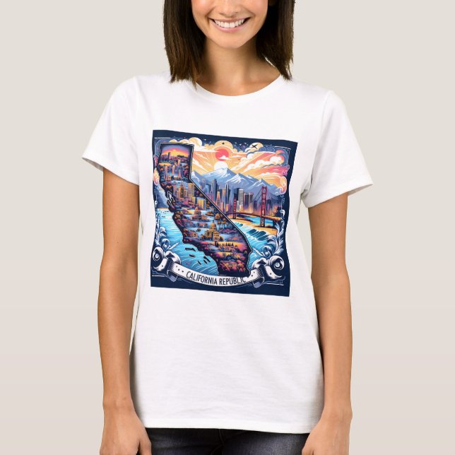 California Karta Vector Art T Shirt (Framsida)