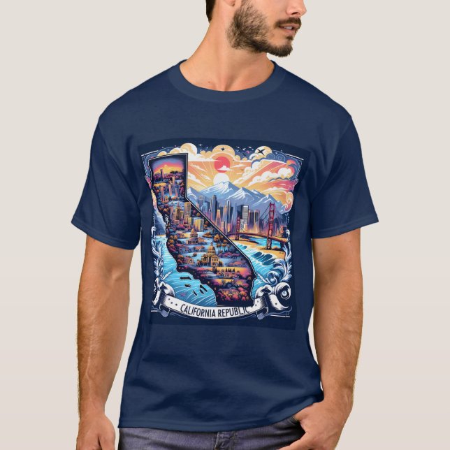 California Karta Vector Art T Shirt (Framsida)