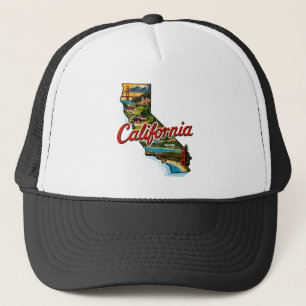 California Landmarks Karta Illustration-Retro Trav Keps