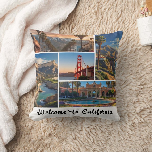 California Landmarks Photo Collage Kudde (Filt)