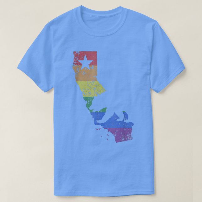 California LGBT Gay pride Rainbow Flagga  T Shirt (Design framsida)