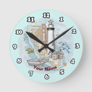 California Lighthouse Clock Rund Klocka