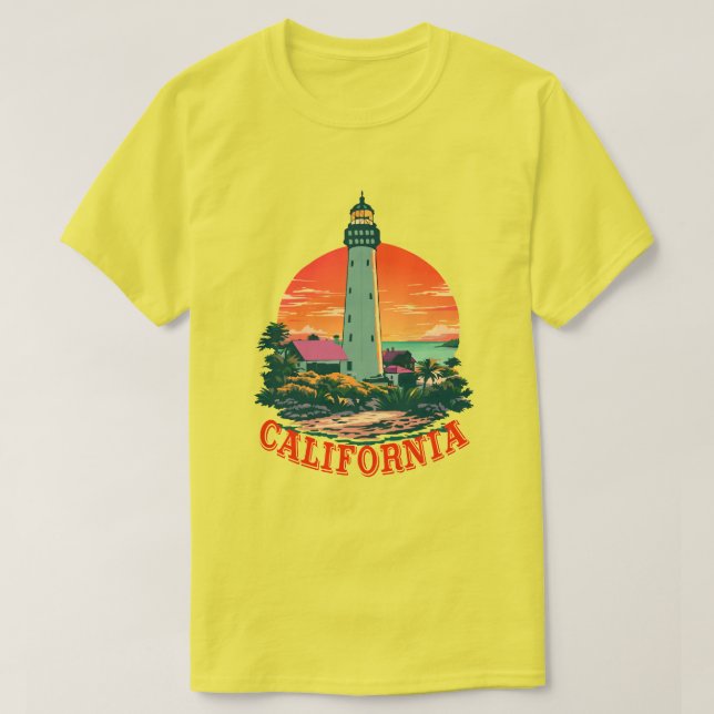 California Lighthouse Sunset View T Shirt (Design framsida)