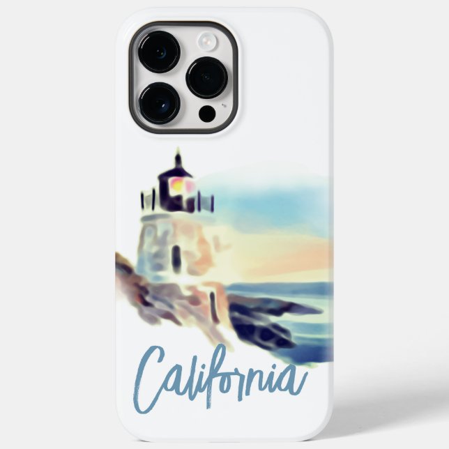 California Lighthouset Sunset Painting Fine Art (Baksida)
