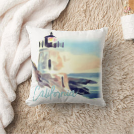 California Lighthouset Sunset Painting Fine Art Kudde