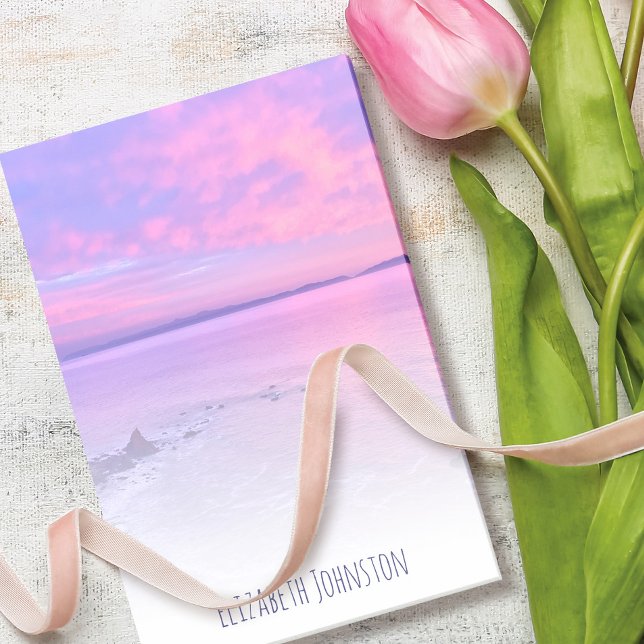 California Lila Rosa Beach Sunset Photo Anpassning Post-it Block (Skapare uppladdad)