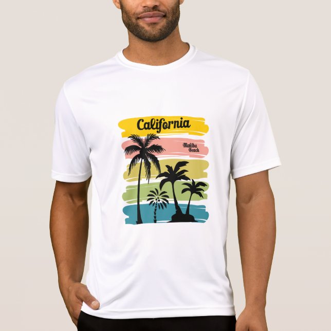 California Malibu Beach Vintage Surfa T-Shirt (Framsida)