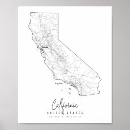 California Minimal Street Karta Poster
