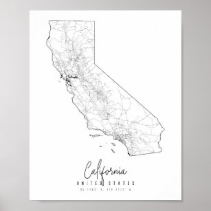 California Minimal Street Karta Poster