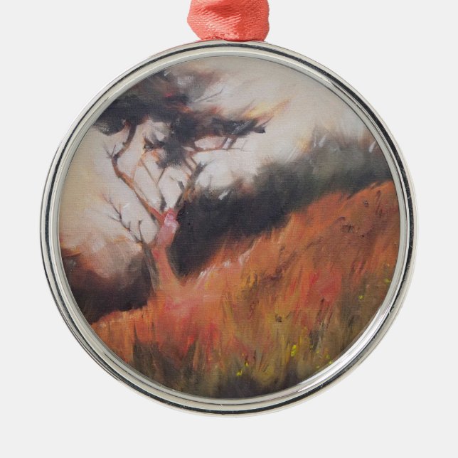 California Monterey Cypress Lone Träd Julgransprydnad Metall (Framsidan)