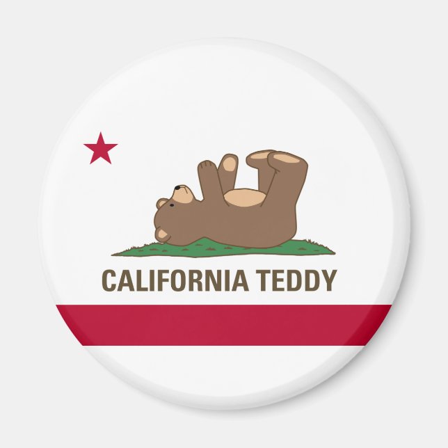 California Nalle Flagga Magnet (Framsidan)