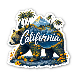 California Nature Bear Sticker | Mountain & Poppy Klistermärken