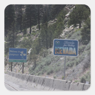 California-Nevada Stateline Stickers Fyrkantigt Klistermärke