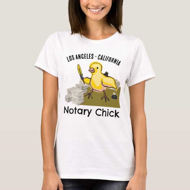 California Notary Chick Gult Feather Quill T Shirt (Framsida)