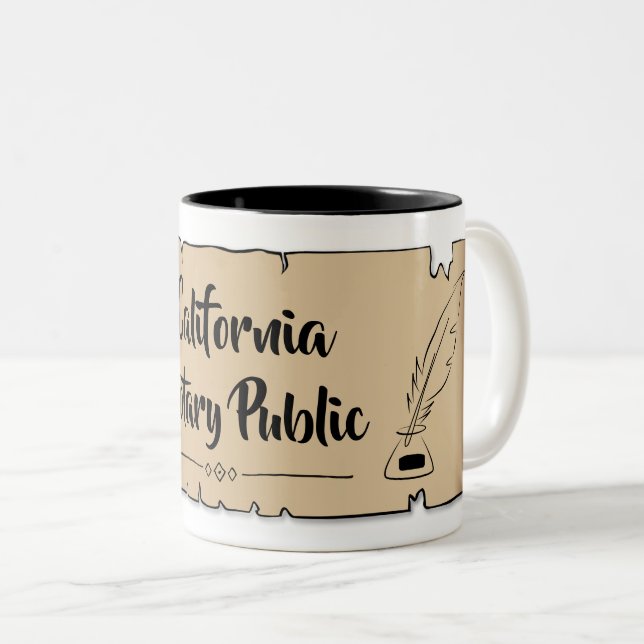 California Notary Public Rulla Feather Quill Två-Tonad Mugg (Framsida höger)