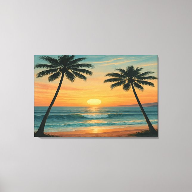 California Ocean Sunset – 36x24 Wall Art Print Canvastryck (Framsida)