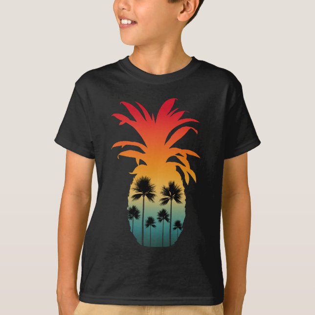 CALIFORNIA PINEAPPLE SUNSET HANDFLATAN TRÄD T-Shir T Shirt (Framsida)