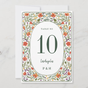 California Poppies Bröllop Bordsnummer Card