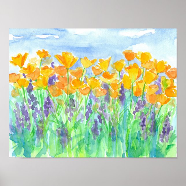 California Poppies Lupines Poster (Framsidan)