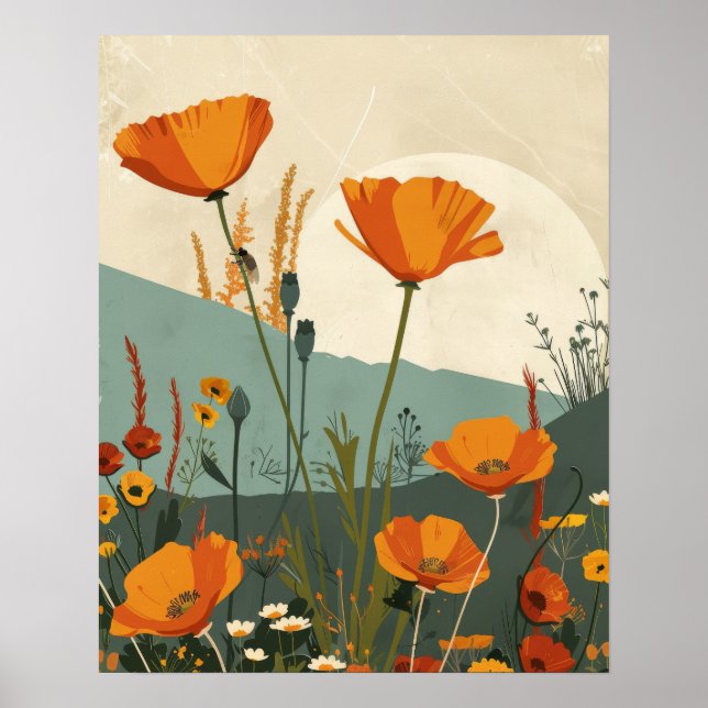 California Poppies Original Abstrakt Art Poster (Framsidan)